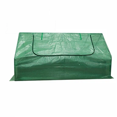 Hækkað garðrúm með mini gróðurhúsahlíf